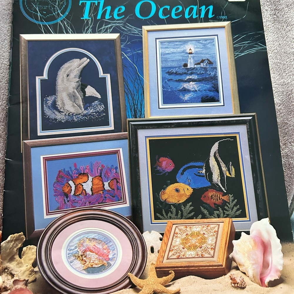 4/$50 Ocean Themed Cross Stitch Pattern Book fish, Dolphin 🐟
